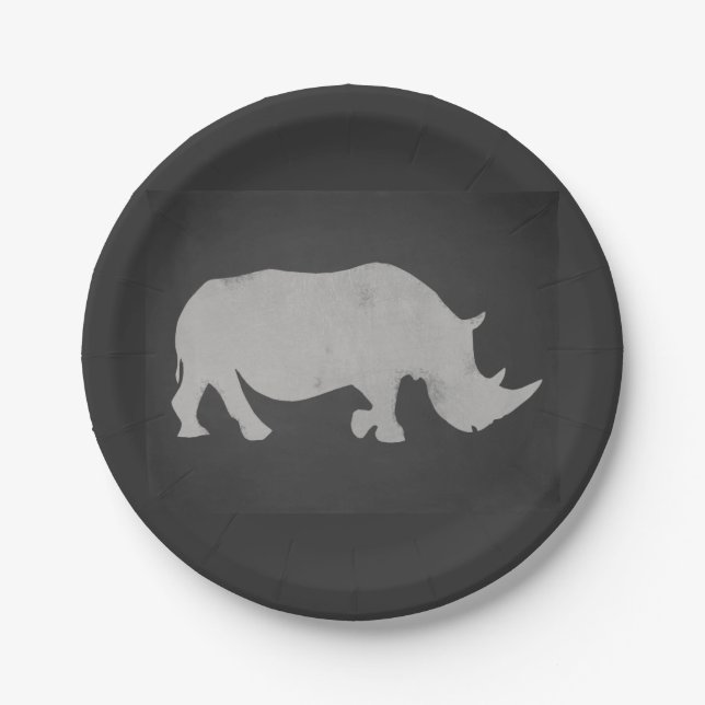 Assiettes En Carton Rhinocéros de craie (Devant)