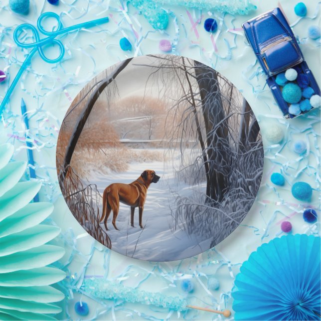 Assiettes En Carton Rhodesian Ridgeback Laisser Neige Noël (Fête)