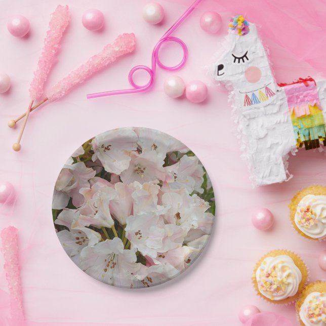 Assiettes En Carton Rhododendron rose fleurit (Fête)