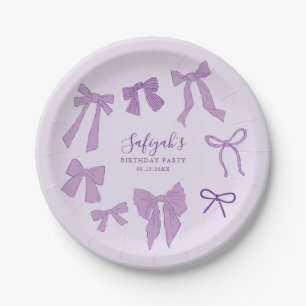 Assiettes En Carton Ribbons de coquette violet fête d'anniversaire