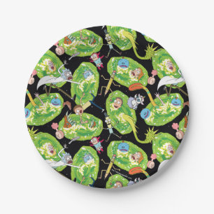 Assiettes En Carton RICK ET MORTY™ Motif de portails en panne