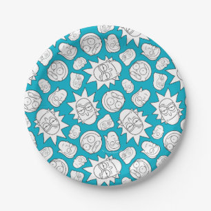 Assiettes En Carton RICK ET MORTY™ Motif en chef de la famille Smi