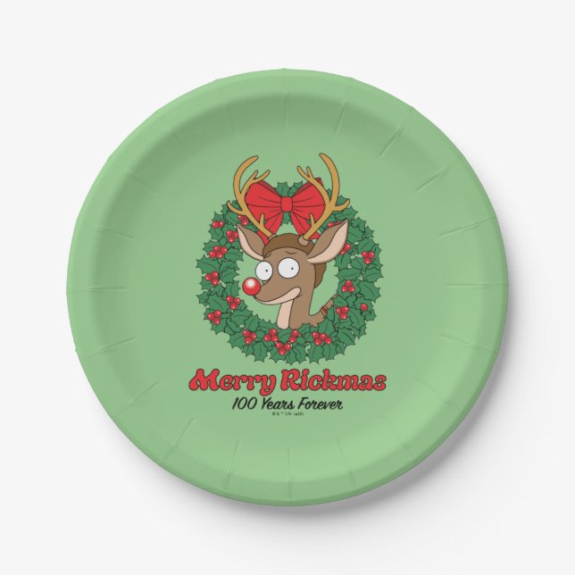 Assiettes En Carton Rick et Morty | Reindeer Morty Merry Rickmas (Devant)
