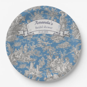 Assiettes En Carton Rideau de douche vintage toile de Jouy florale tur