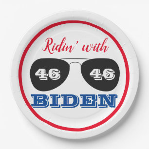 Assiettes En Carton Ridin' avec Lunettes de soleil Biden 46 Aviator