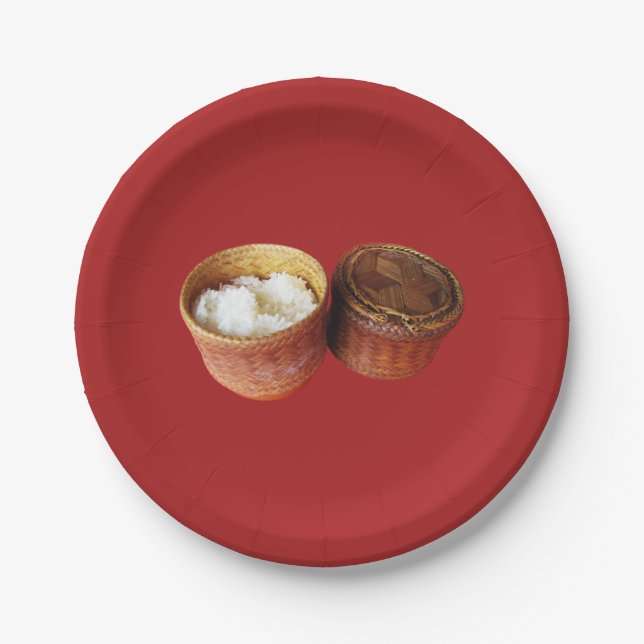 Assiettes En Carton Riz chiche [Khao Niao] Cuisine thaïlandaise laotie (Devant)
