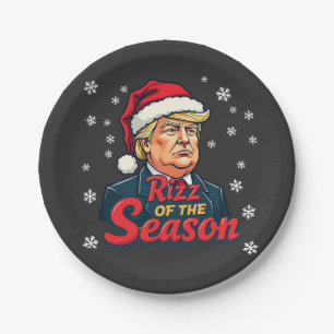 Assiettes En Carton Rizz de la saison drôle de Trump Noël Santa