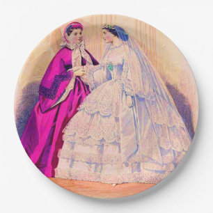 Assiettes En Carton Robe de mariée de la planche de mode française de 