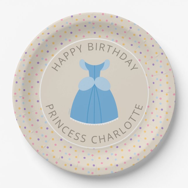 Assiettes En Carton Robe Disney Cinderella | Anniversaire de la fille (Devant)