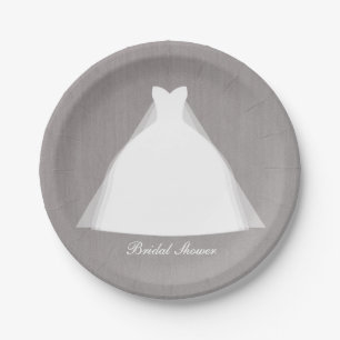 Assiettes En Carton Robe mariage Moderne Glamour Fête des mariées Gris