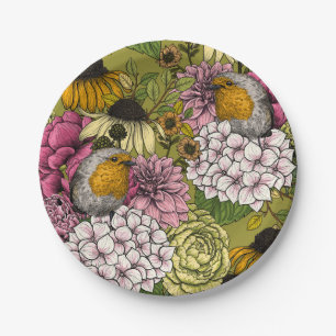 Assiettes En Carton Robins dans le jardin 2