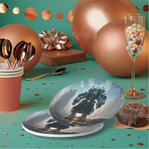 Assiettes En Carton Robot 4 plaques en papier