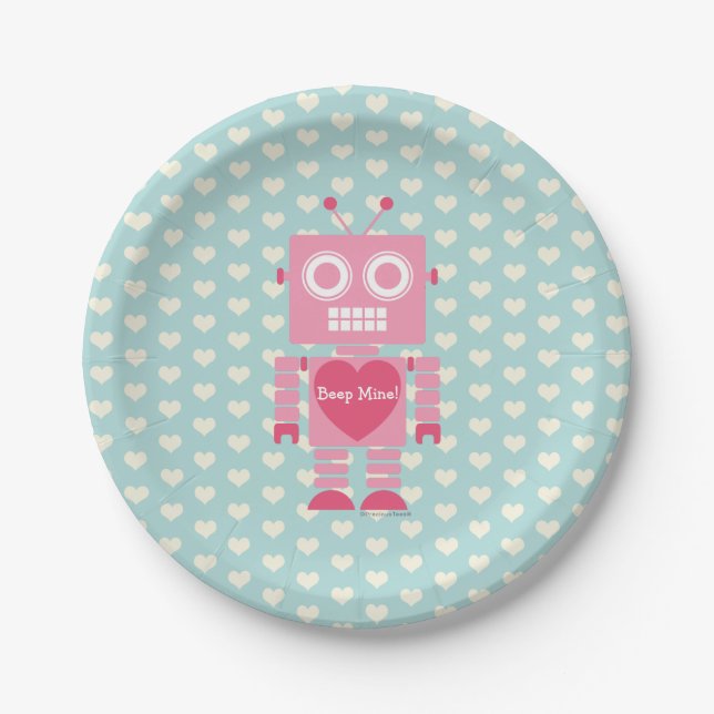 Assiettes En Carton Robot fille mignonne (Devant)