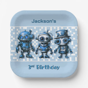Assiettes En Carton Robot Thème 3ème anniversaire Plaques de fête