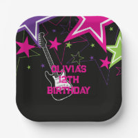 Rock Star Anniversaire Guitare Stars rose violet