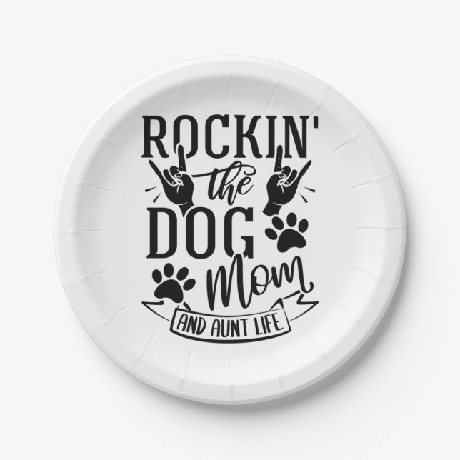 Assiettes En Carton Rockin Chien Maman Et Tante Life (Devant)
