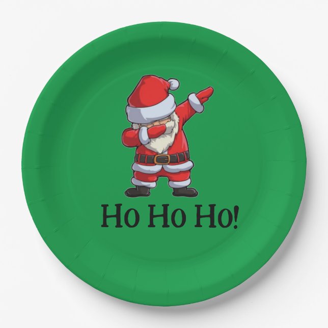 Assiettes En Carton Rockin Père Noël Ho Ho Ho ! (Devant)