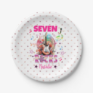 Assiettes En Carton Rock'n'Roll Guitare Musicale Anniversaire Fille Ro