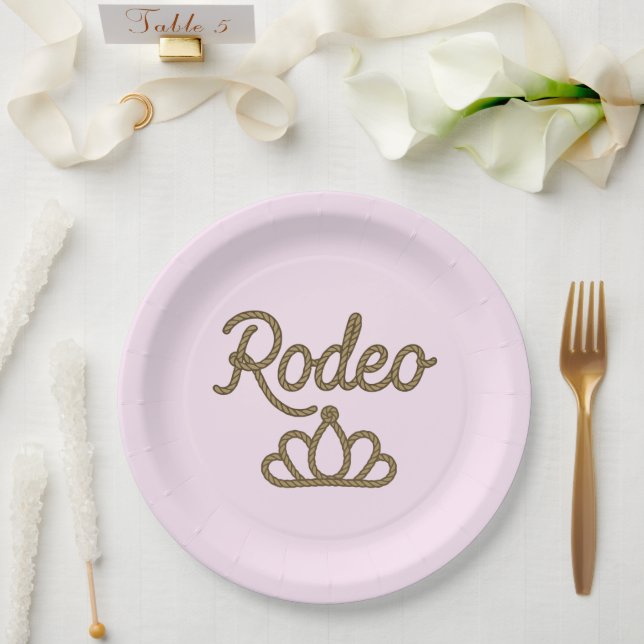 Assiettes En Carton Rodeo Queen Country Western Tiara Crown Pink (Mariage)
