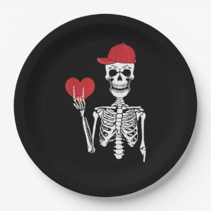 Assiettes En Carton Roll Skeleton Mains Coeur Valentines Jour Crâne