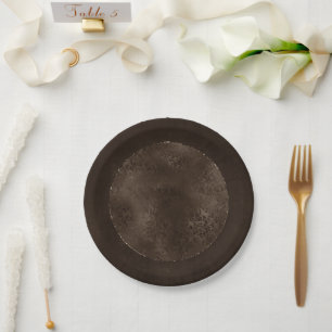 Assiettes En Carton Romance en bronze de minuit Satiny Grunge Damask