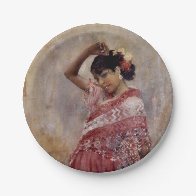 Assiettes En Carton Romani Gypsy Woman Dancing (par Albert Edelfeel) (Devant)