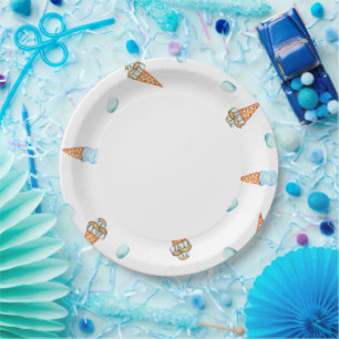 Assiettes En Carton Romantic Cute Crème de glace Anniversaire