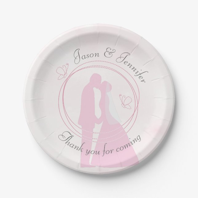 Assiettes En Carton Romantique Dreamtic Mariage Rose deux plaques de p (Devant)