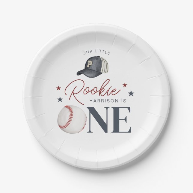 Assiettes En Carton Rookie 1er anniversaire - Un (Devant)
