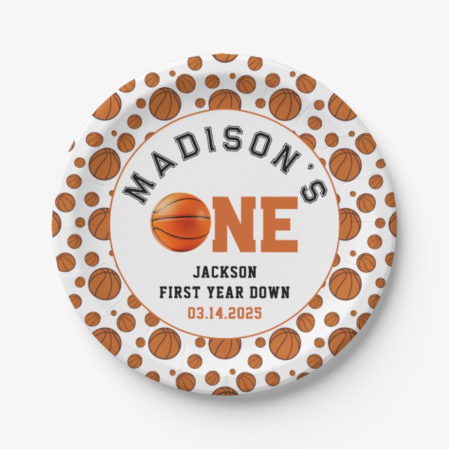 Assiettes En Carton Rookie de l'année 1er anniversaire de basket-ball (Devant)