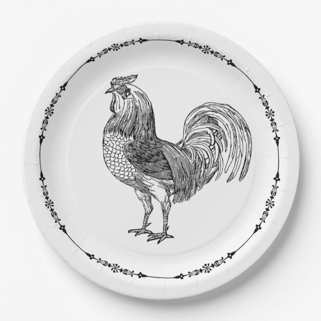Assiettes En Carton Rooster rustique (Devant)