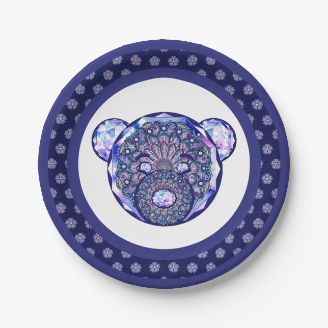 Assiettes En Carton Rosace bleu ou rouge pour bébé&enfant (Devant)