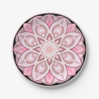 Assiettes En Carton Rose, blanc avec Motif de bord noir