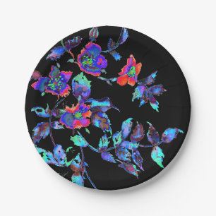 Assiettes En Carton Rose bleu vintage