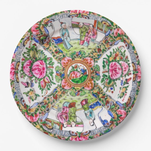 Assiettes En Carton Rose Canton  (Devant)