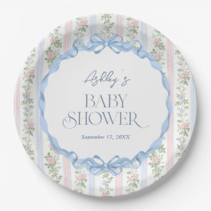 Assiettes En Carton Rose de Bow Floral Baby shower Vintage