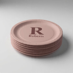 Assiettes En Carton Rose de cannelle personnalisé Nom initial/premier/