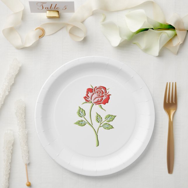 Assiettes En Carton Rose de couleur simple (Mariage)