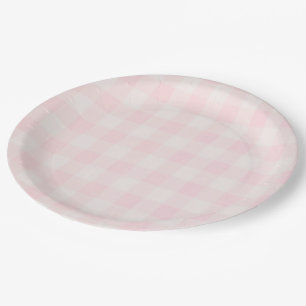 Assiettes En Carton Rose En vichy 2