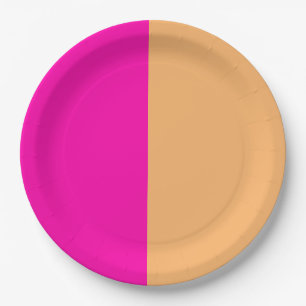 Assiettes En Carton Rose Et Crème Orange