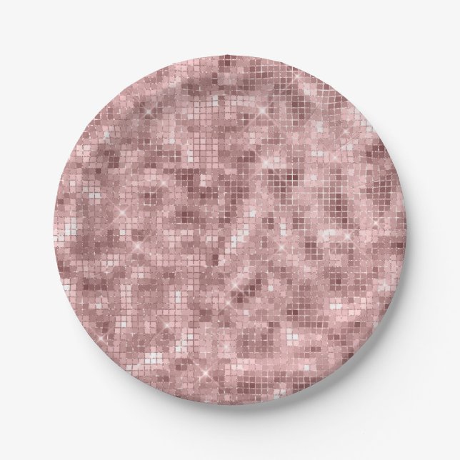 Assiettes En Carton Rose étincelant Gold Rose luxe étincelant Fille Pa (Devant)