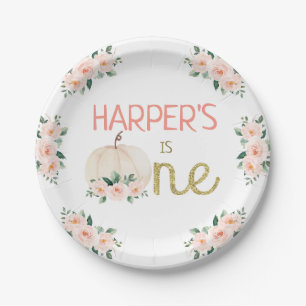 Assiettes En Carton Rose Floral Blanc Citrouille Premier anniversaire 
