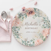 Rose Floral Vert Foliage Or Parties scintillant An