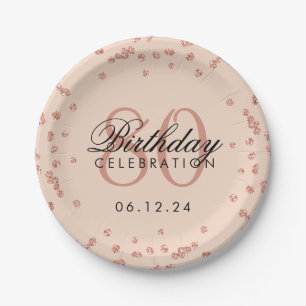 Assiettes En Carton Rose Gold 80e anniversaire Parties scintillant Con