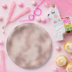 Assiettes En Carton Rose Gold Anniversaire Fard Rose
