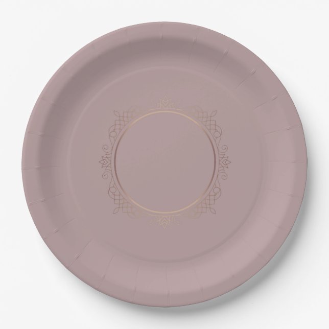 Assiettes En Carton Rose Gold Blank Modèle Ajouter votre texte élégant (Devant)