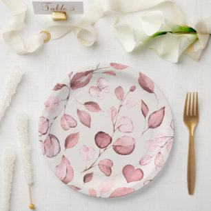Assiettes En Carton Rose Gold Botanique Quinceañera Ivoire