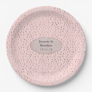 Assiettes En Carton Rose Gold et Blush Foil Stars Mariage