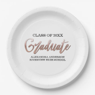 Assiettes En Carton Rose Gold Faux Foil Graduation N'importe quelle co