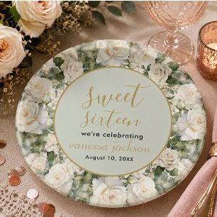 Assiettes En Carton Rose gold floral rose pâle rustique pour un sweet